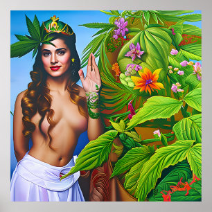 Schöne Out-of-the-Welt-Dreamy kosmische Unkrautgöt Poster