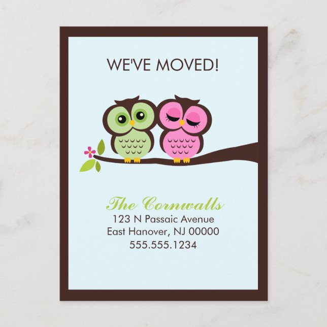 Schöne Owls-Ankündigungen Ankündigungspostkarte (Vorderseite)