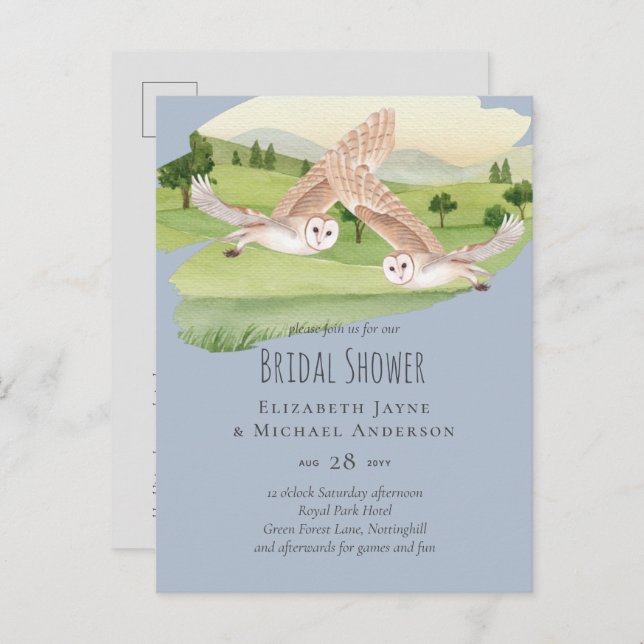 Schöne OWLS-Hochzeit Postkarte (Vorne/Hinten)