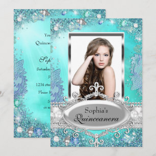 Schöne Ozean-Juwel-Foto-Quinceanera-Einladung Einladung