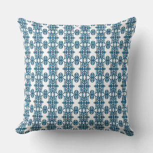 Schöne ozeanblaue weiße geometrische Form Muster Kissen