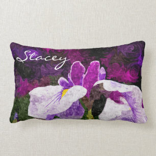 Schöne Painterly Iris-Blumen-lila violettes Rosa Lendenkissen