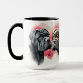 SCHÖNE PAIR VON WASSERFARBEN CANE CORSO HUNDEN TASSE