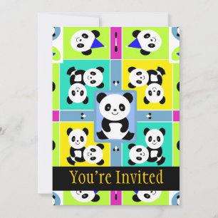 Schöne Panda-Bären-Farben Einladung