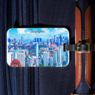 Schöne Panoramasicht auf Singapur Asien Gepäckanhänger