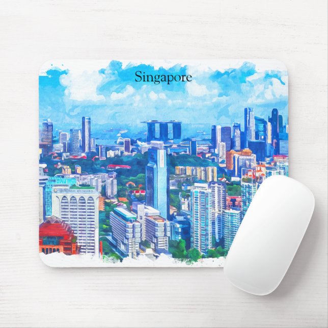 Schöne Panoramasicht auf Singapur Asien Mousepad (Mit Mouse)