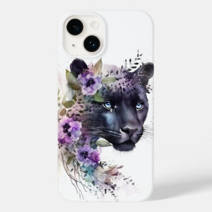 Schöne Panther Floral Lila Aquarellwerk Case-Mate iPhone 14 Hülle
