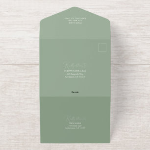 Schöne Papier Krane Sage Green Wedding All-in-One-Einladung