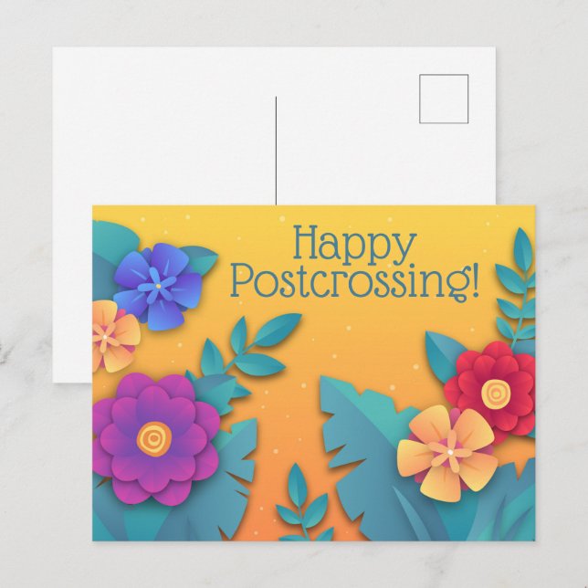 Schöne Papierblumen Postkarte (Vorne/Hinten)