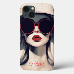 Schöne Pariser Frau in Sonnenbrille und Hut Case-Mate iPhone Hülle