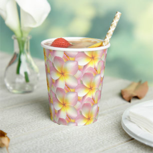 Schöne Pastel Frangipani Plumeria Blume Pappbecher