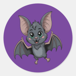 Schöne Pastel Goth Bat mit grünem Cartoon Runder Aufkleber