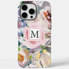 Schöne Pastell Aquarellblüte mit Monogramm iPhone 16 Pro Max Hülle