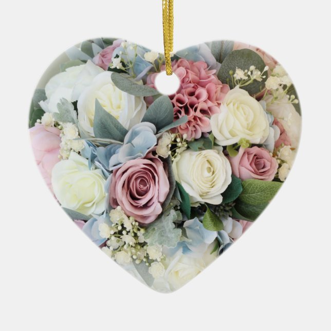 Schöne Pastell-Blumensträuße   Keramik Ornament (Vorne)
