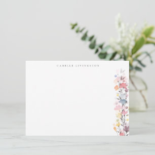 Schöne Pastell-Wasserfarben-Blumen personalisiert Mitteilungskarte