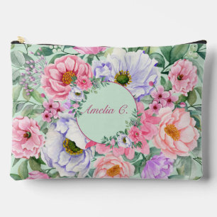 Schöne Pastell-Watercolor-Blumen-Kosmetiktasche Zubehörtasche
