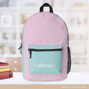 Schöne Pastellfarben Personalisierte Mädchen Schul Bedruckter Rucksack