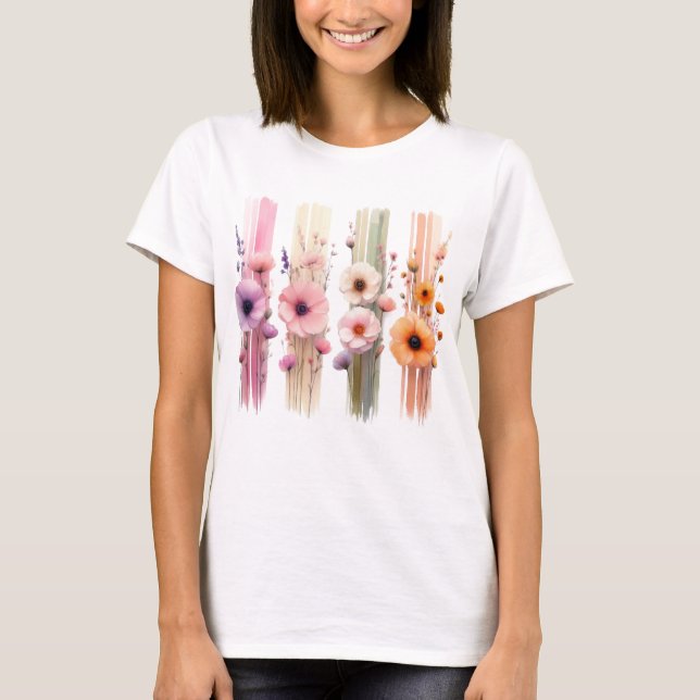 SCHÖNE PASTELLFARBENE MOHNBLUMEN T-Shirt (Vorderseite)