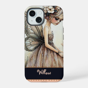 Schöne Pastellrosa Florale Fee Personalisiert iPhone 15 Hülle