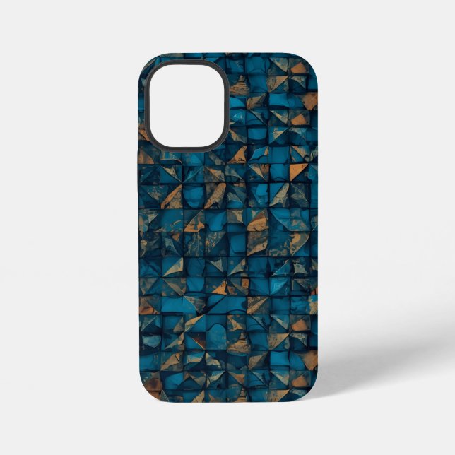 Schöne Patchwork-"Optik" in Dunkel-Teal iPhone Hülle (Rückseite)