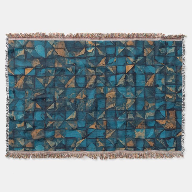 Schöne Patchwork-Optik in Dunkel-Türkis Decke (Vorderseite)