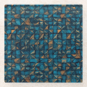 Schöne Patchwork-"Optik" in Dunkel-Türkis Glasuntersetzer