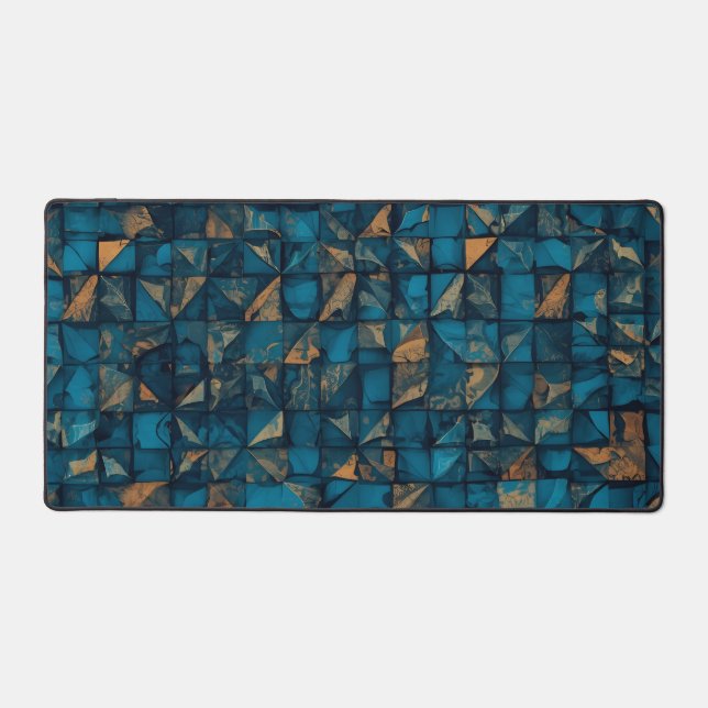 Schöne Patchwork-"Optik" in Dunkel-Türkis Schreibtischunterlage (Vorderseite)