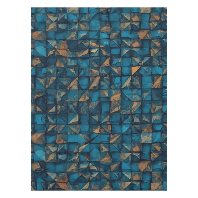 Schöne Patchwork-Optik in Dunkel-Türkis Tischdecke (Vorderseite)