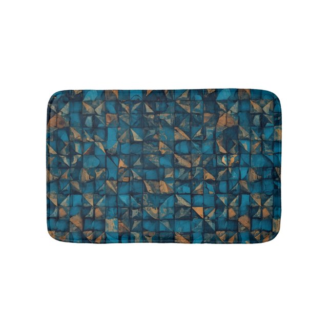 Schöne Patchwork-Optik in dunklem Türkis Badematte (Vorderseite)