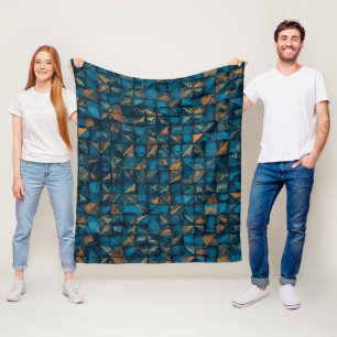 Schöne Patchwork-Optik in dunklem Türkis Fleecedecke
