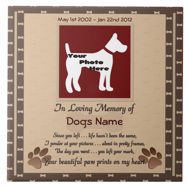 Schöne Paw Prints on My Heart (braun) Fliese (Vorderseite)