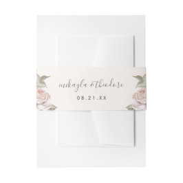Schöne Peach Blush Rose Hochzeit Einladungsbanderole