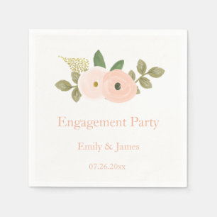 Schöne Peach Floral Engagement Party Napkin Serviette
