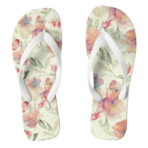 Schöne Peach Floral Flip Flops
