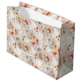 Schöne Peach Red White Floral Große Geschenktüte