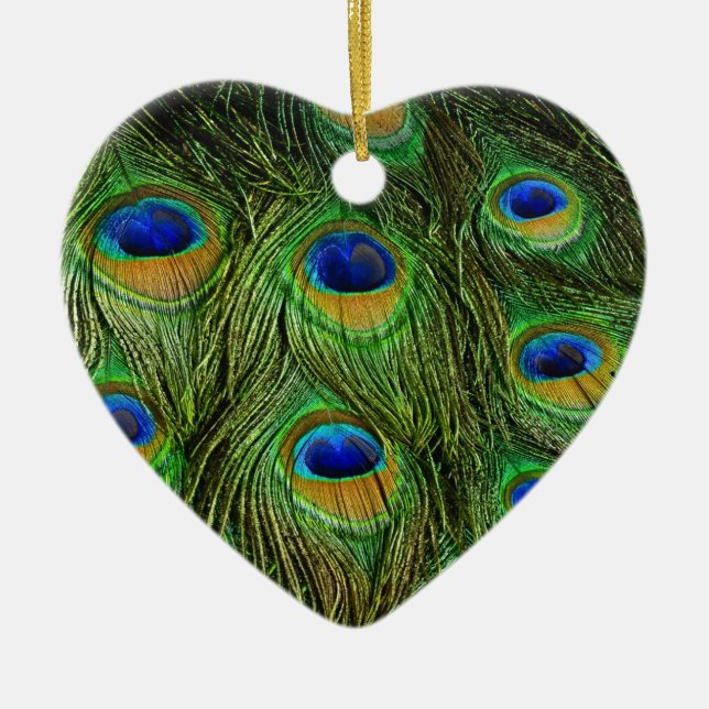 Schöne Peacock Feathers Keramikornament (Vorne)