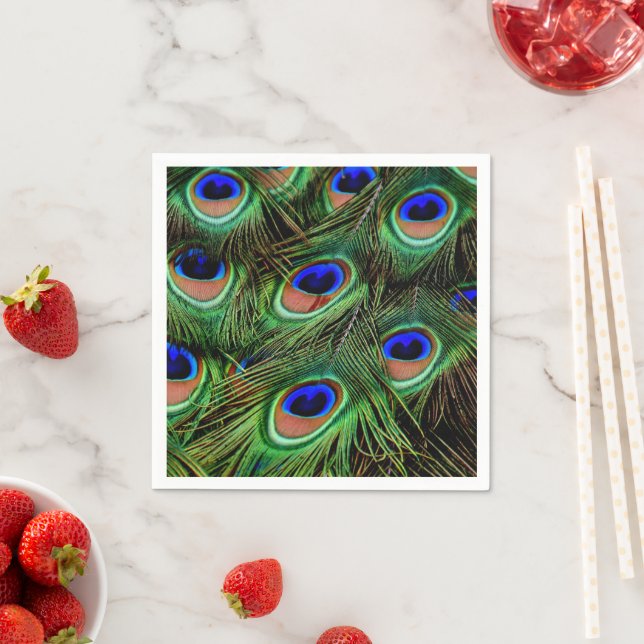 Schöne Peacock Feathers Serviette (Beispiel)