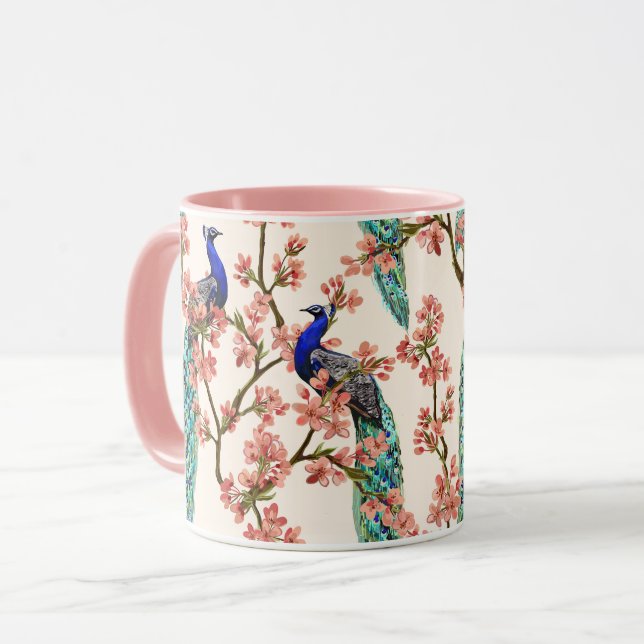 Schöne Peacock Pattern-Tasse Tasse (Vorderseite Links)