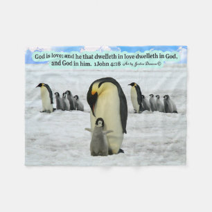 Schöne Penguin-Schrift 1 John 4:16 Fleecedecke