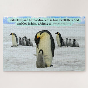 Schöne Penguin-Schrift 1 John 4:16 Puzzle