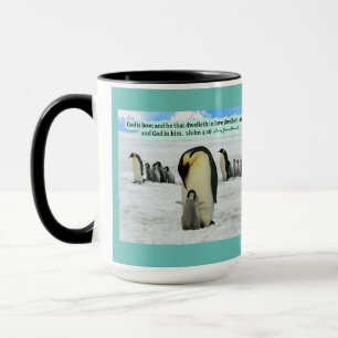 Schöne Penguin-Schrift 1 John 4:16 Tasse