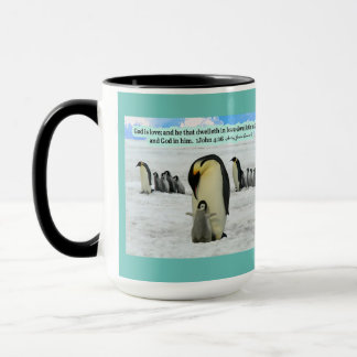 Schöne Penguin-Schrift 1 John 4:16 Tasse
