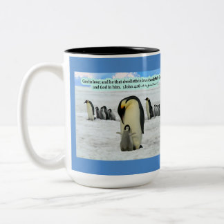 Schöne Penguin-Schrift 1 John 4:16 Zweifarbige Tasse