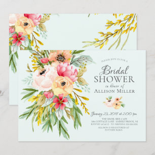 Schöne Peonies Blumendusche Einladungen