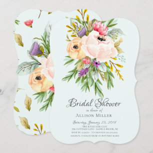 Schöne Peonies Floral Bridal Dusche Einladungen