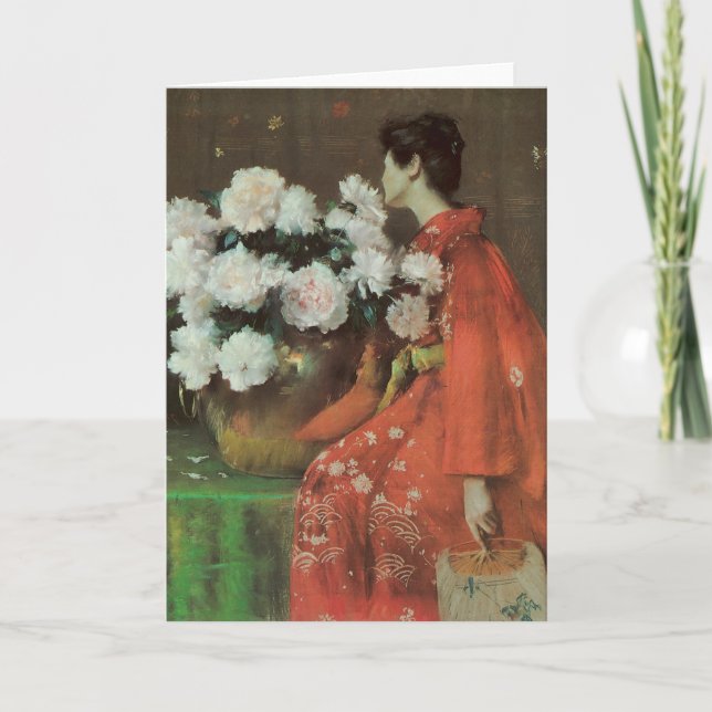 Schöne Peonies von William Merritt Chase Karte (Vorderseite)