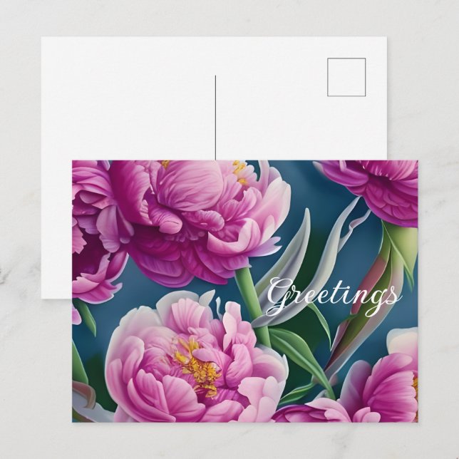 Schöne Peonings im Landgarten Postkarte (Vorne/Hinten)
