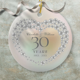 Schöne Perle 30. Hochzeitsjubiläumsfoto Keramik Ornament