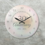 Schöne Perle 30. Hochzeitstag Große Wanduhr<br><div class="desc">Diese elegante 30-jährige Hochzeitsuhr mit einer Perle ist personalisiert mit Ihren speziellen Perljubiläumsinformationen auf Perlenhintergrund. Entwickelt von Thisisnotme©</div>