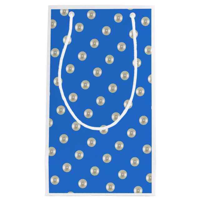 Schöne Perlen auf blau Kleine Geschenktüte (Vorderseite)